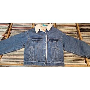 Levis 90s Trucker Jacket Sherpa Lined Denim Blue XS New With Tags